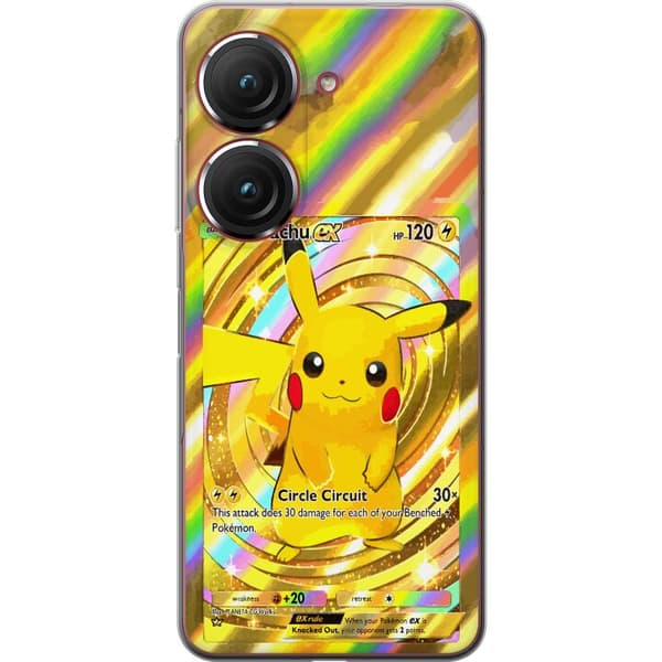 Kompatibelt Mobildeksel til Asus Zenfone 9 Gullig Pikachu EX samlebilde med regnbueeffekter gull