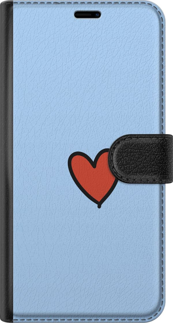 Kompatibel Tegnebogsetui til Apple iPhone 11 Pro Blåt minimalistisk motiv med rødt hjerte og sort kontur blå
