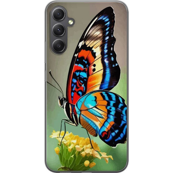 Samsung Galaxy S23 FE Genomskinligt Skal Fjäril Natur Sommar Motiv Vingar Färgstark Design Populär Dekor Grafiskt Exotiskt Tema