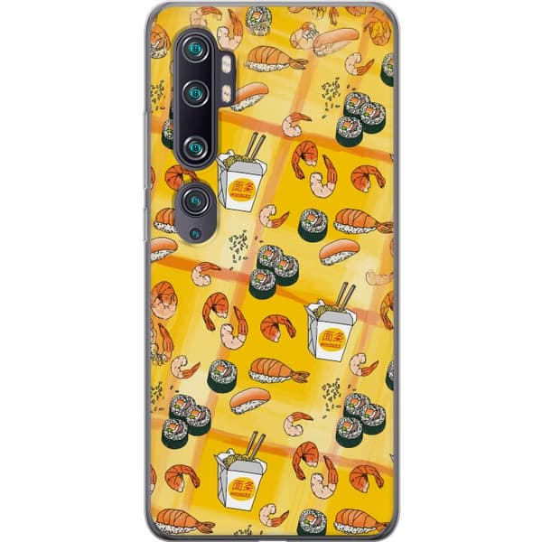 Kompatibelt Mobildeksel til Xiaomi Mi Note 10 Sushi räkor och nudlar gul