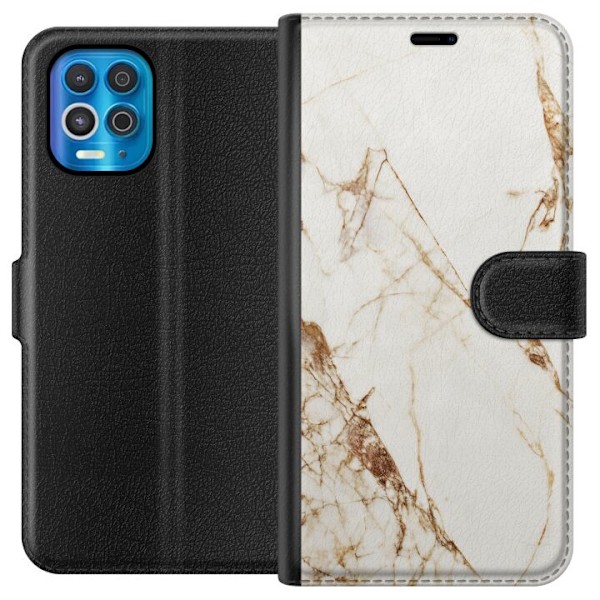 Motorola Edge S Plånboksfodral Vit marmor
