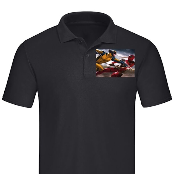 Poloshirt til Voksen | Elegant Poloshirt Wolverine Deadpool Sort XX-Large