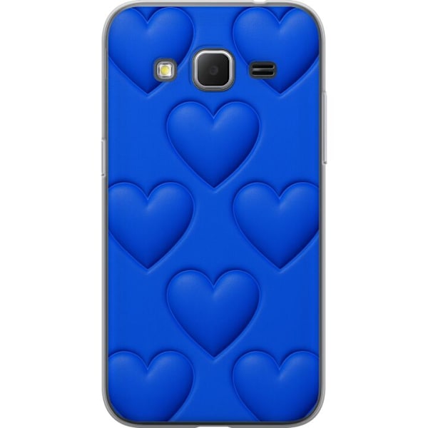 Samsung Galaxy Core Prime Läpinäkyvä kuori Siniset Sydämet