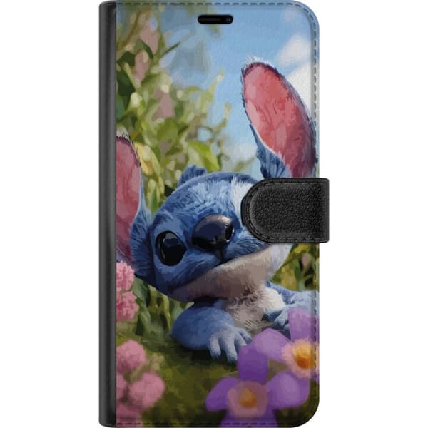 Kompatibel Tegnebogsetui til Apple iPhone 11 Pro Max Blåt rumvæsen blandt blomster - figurmotiv i blå og lilla blå