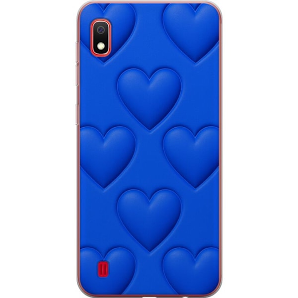 Samsung Galaxy A10 Läpinäkyvä kuori Siniset Sydämet
