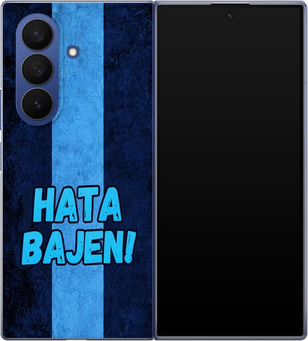 Kompatibelt Mobildeksel til Samsung Galaxy Z Fold8 Ultra Blå motstanderslogan - Stor lyseblå supporterslogan over loddrette blå striper blå