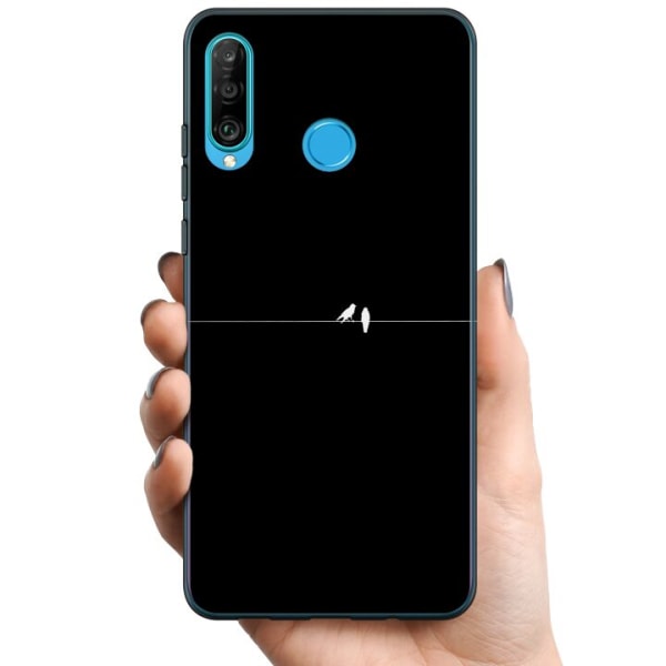 Huawei P30 lite TPU Mobilcover Minimalistiske fugle sort