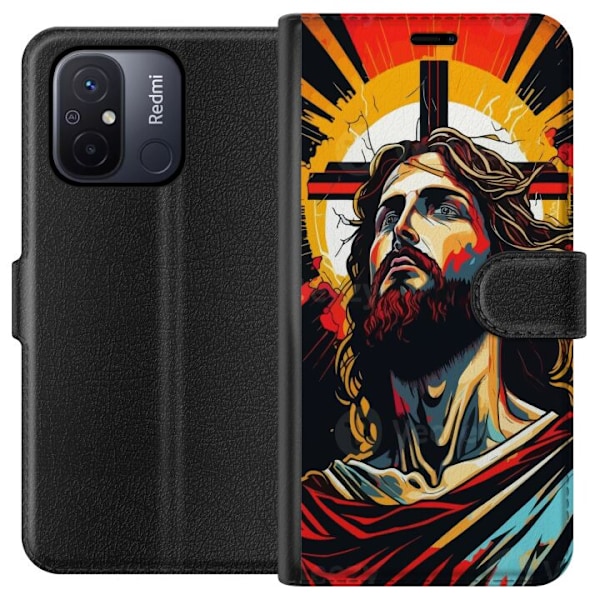 Xiaomi Redmi 12C Lompakkokotelo Jeesus ja Kortti - uskonnollin