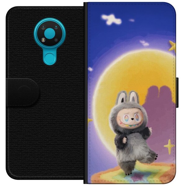 Nokia 3.4 Lompakkokotelo Labubu Neon Pop - Neonväri pop-taite