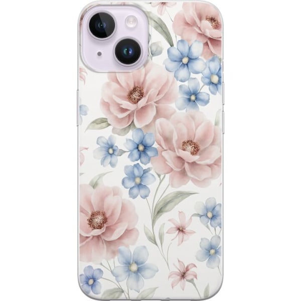 Kompatibelt Mobildeksel til Apple iPhone 15 Plus Romantiske blomster