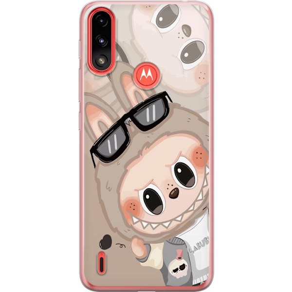 Motorola Moto E7 Power Gennemsigtig cover Labubu Rainbow Chaos