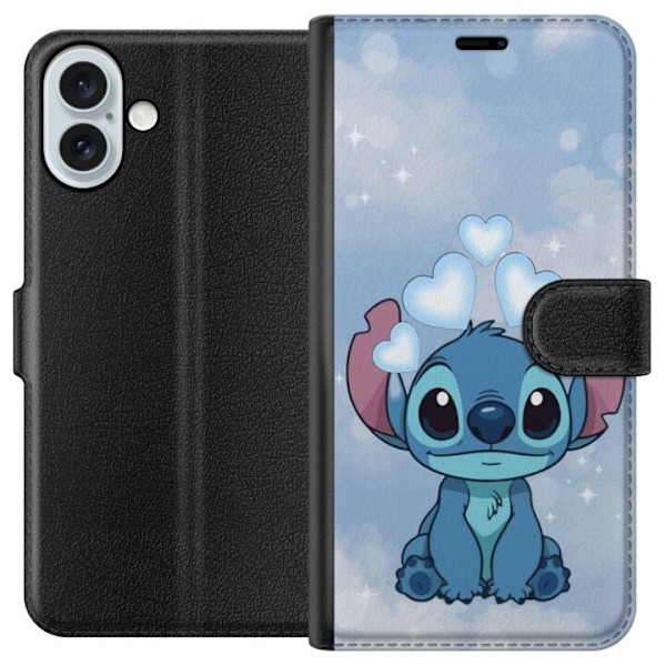 Apple iPhone 16 Plus Lompakkokotelo Stitch Hyppäävä Ilo - H