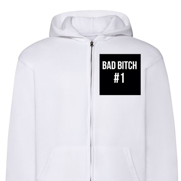 Zip-Hoodie | Huvtröja med Dragkedja för Vuxna Bad Bitch #1 vit S