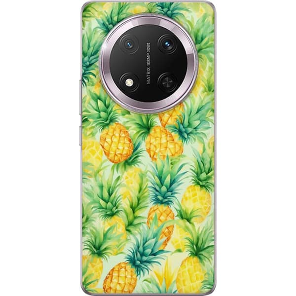 Kompatibelt Mobildeksel til Honor Magic7 Lite Tropiskt mønster med gule ananas og grønne blader gul