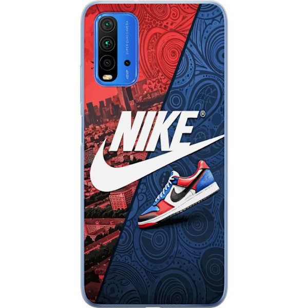Xiaomi Redmi Note 9 4G Läpinäkyvä kuori  Nike Logo Punainen Sininen Lenkkarit Tyyli Urheilu Muoti Suosittu Swoosh Kuviointi Harjoitusvaatteet Graaf