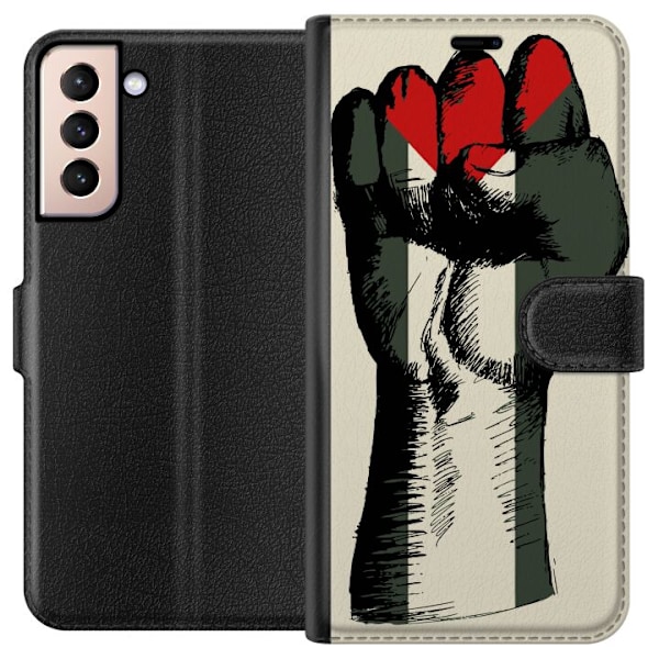 Samsung Galaxy S21 Lompakkokotelo Käsi sidottu Palestinan väreihin - voimakas symboli vapausliikkeelle