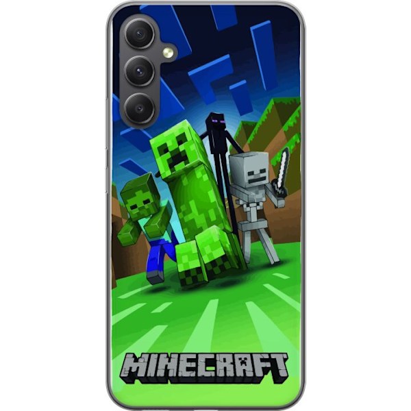 Samsung Galaxy A15 5G Läpinäkyvä kuori Minecraft Creeper mobilskal i klassisk grön pixelstil