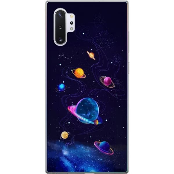 Kompatibelt Mobildeksel til Samsung Galaxy Note10+ Fargerike planeter og stjerner i et animert romlandskap blå