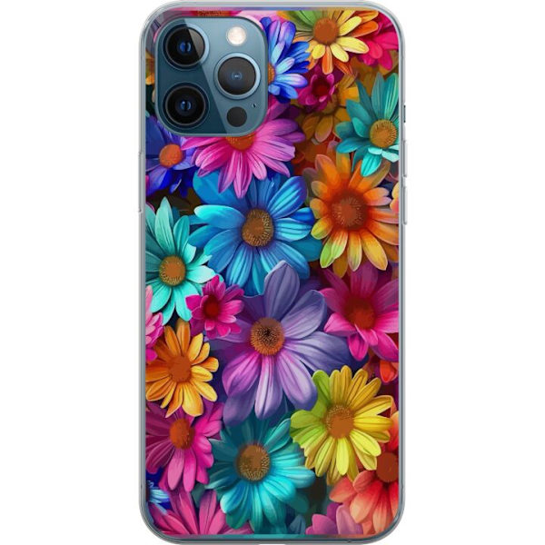 Apple iPhone 12 Pro Genomskinligt Skal Gerbera Blommor Färgglad Dekor Blommotiv Populärt Heminredning Färg Rik Väggkonst Design