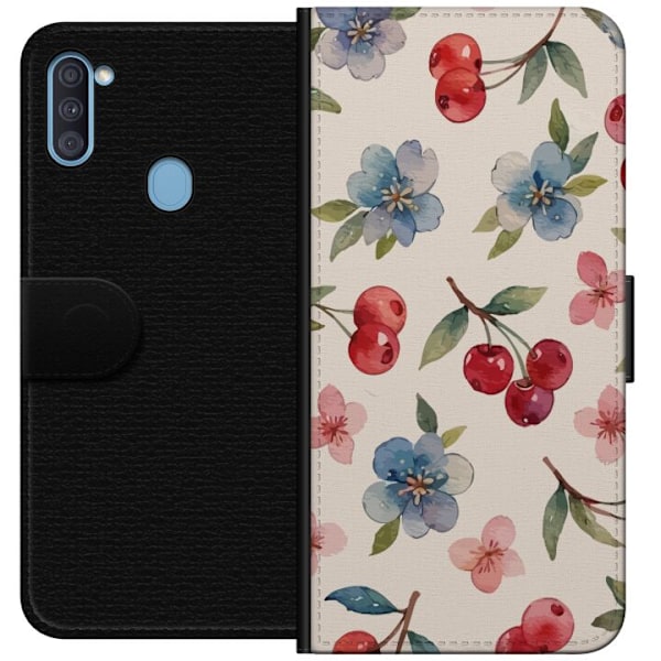 Samsung Galaxy A11 Tegnebogsetui Bær & Blomster - mønster me