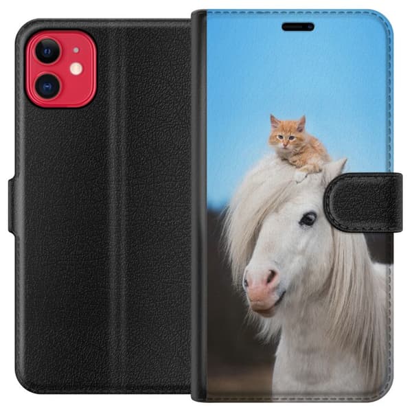 Kompatibel Tegnebogsetui til Apple iPhone 11 Kat og Hest