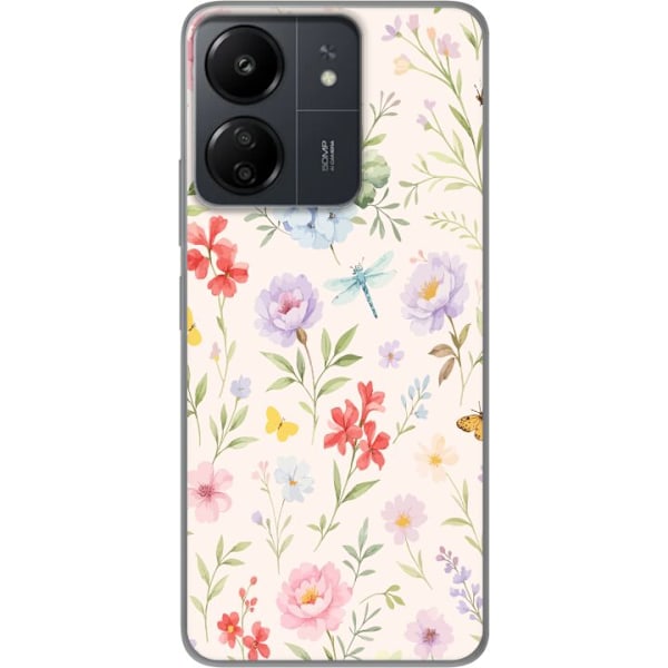 Xiaomi Redmi 13C Läpinäkyvä kuori Kukat