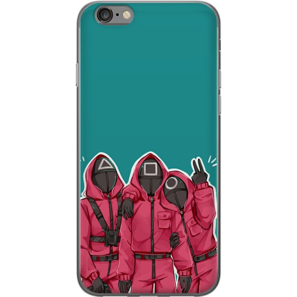 Apple iPhone 6 Genomskinligt Skal Squid Game Karaktärer Grafisk Design Seriefigurer Populär TV Motiv Asiatisk Stil Spännande Trend