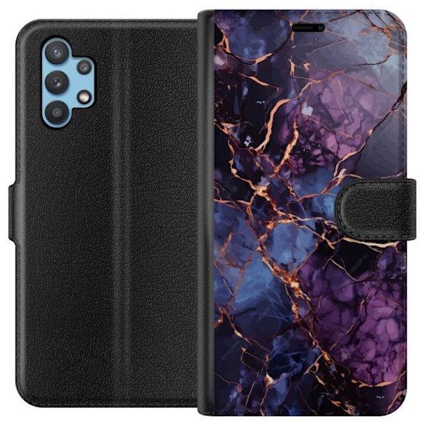 Samsung Galaxy A32 5G Plånboksfodral Marmor Blå Lila