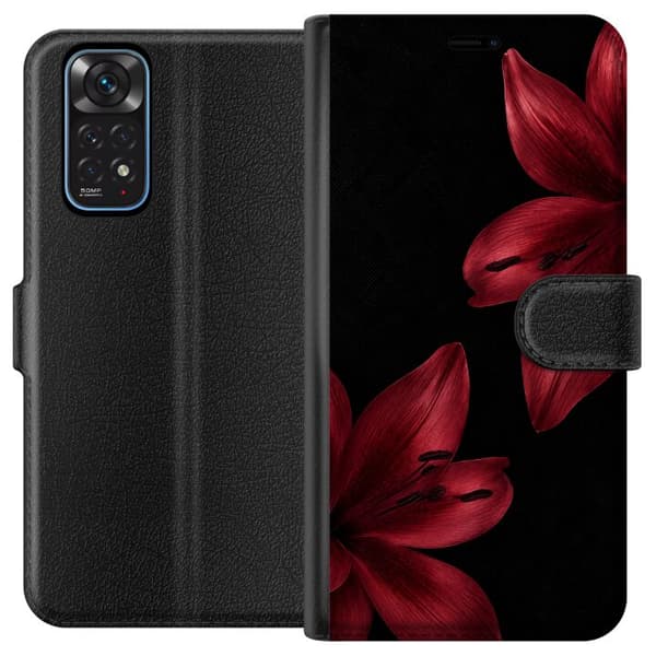 Kompatibelt Plånboksfodral till Xiaomi Redmi Note 11 Crimson Lily svart