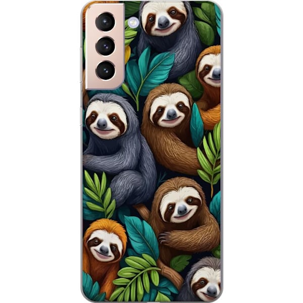 Samsung Galaxy S21 Läpinäkyvä kuori Sengångarstil - rentoutunut muotoilu söpöllä laiskiaalla