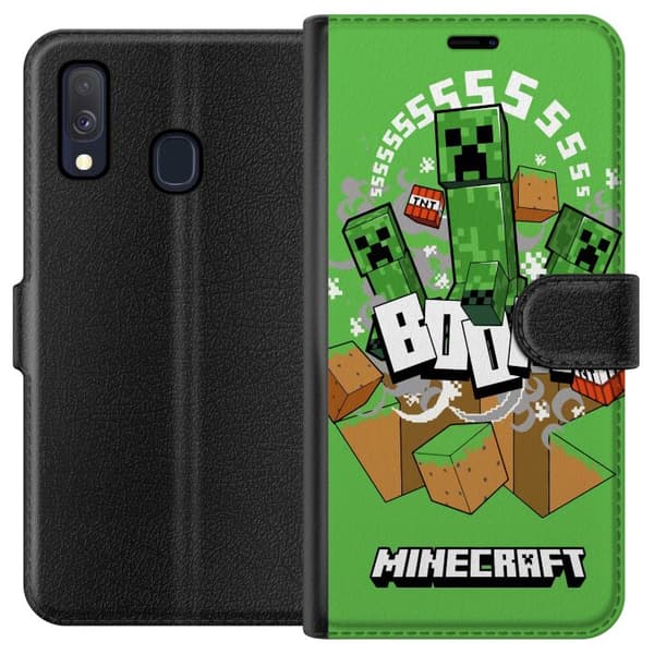 Kompatibel Tegnebogsetui til Samsung Galaxy A40 Minecraft Boom
