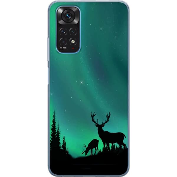Kompatibelt Mobildeksel til Xiaomi Redmi Note 11 Hjortar i siluett under norrsken