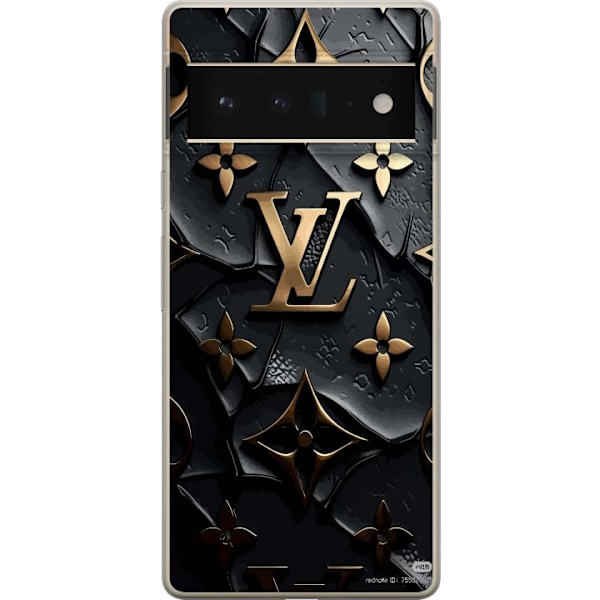Google Pixel 6 Pro Genomskinligt Skal Louis Vuitton Dark Mode Design Svart Lyx Stil Fashion Populärt Grafiskt Mönster Modeikon Lyxmärke