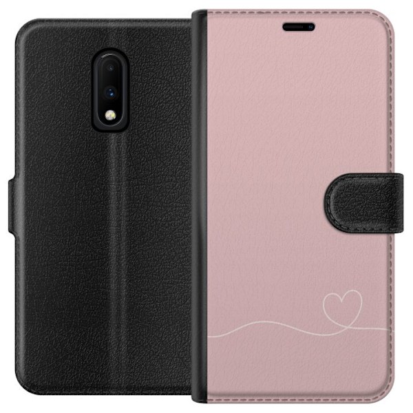 OnePlus 7 Tegnebogsetui Lyserød Hjerne Design
