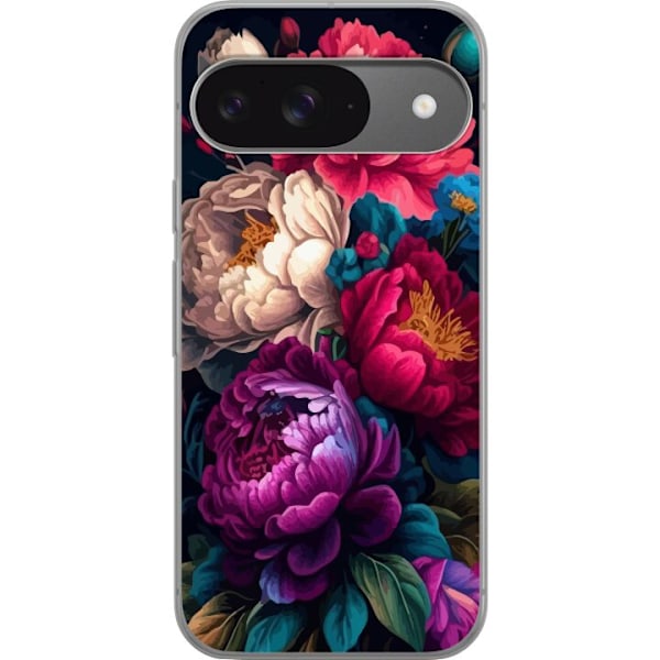 Google Pixel 9 Pro Gennemsigtig cover Färgglada blommor