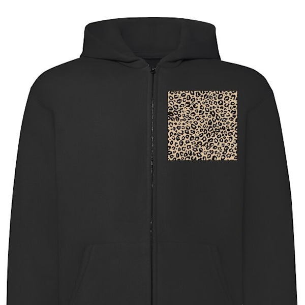 Zip-Hoodie | Hættetrøje med Lynlås til Voksne Leopard Møns sort XL