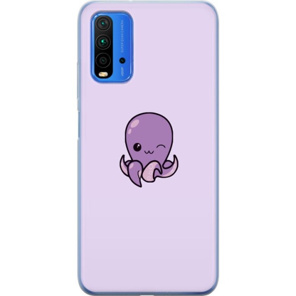 Xiaomi Redmi 9T Gennemsigtig cover Purple Octopus