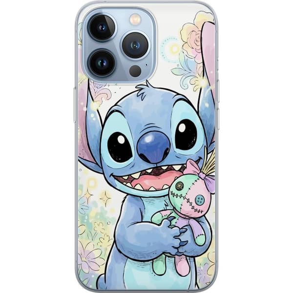 Kompatibelt Mobildeksel til Apple iPhone 13 Pro Stitch holder en liten patchworkdukke blant pastellblomster og glitrende mønstre