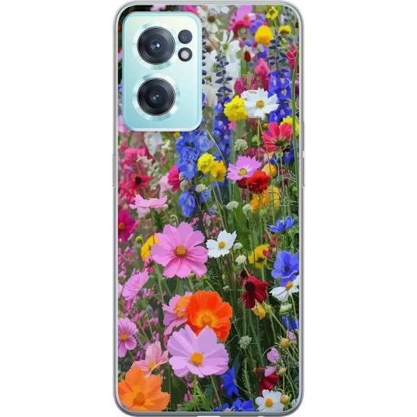 OnePlus Nord CE 2 5G Genomskinligt Skal Blommigt mobilskal med somrig äng och naturmotiv