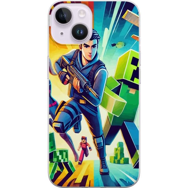 Kompatibel Mobilcover til Apple iPhone 14 Fortnite vs Minecraft