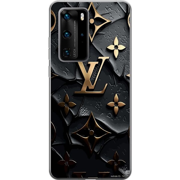 Huawei P40 Pro Gennemsigtig cover Louis Vuitton Mørk Tilstand Design Sort Luksus Stil Mode Populær Grafisk Mønster Modeikon Luksusmærke