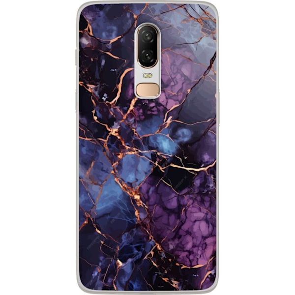 OnePlus 6 Läpinäkyvä kuori Marmori Sininen Violetti