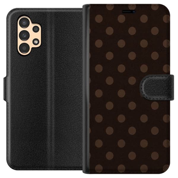Kompatibelt Plånboksfodral till Samsung Galaxy A13 Mocha Dots brun