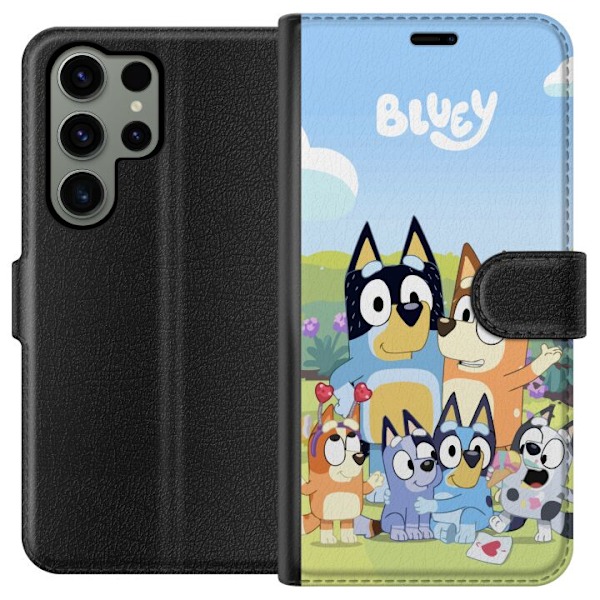 Samsung Galaxy S23 Ultra Tegnebogsetui Bluey mobilcover med hele familien i farverigt design
