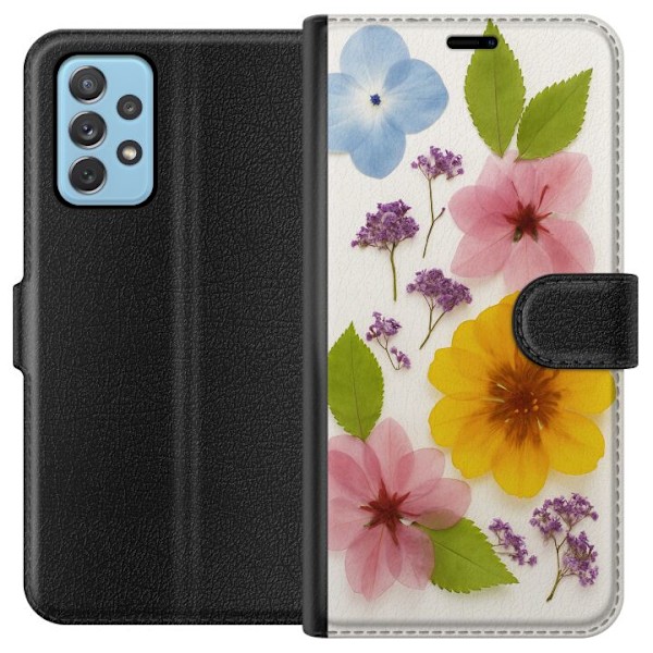 Samsung Galaxy A52 5G Tegnebogsetui Pressede blomster