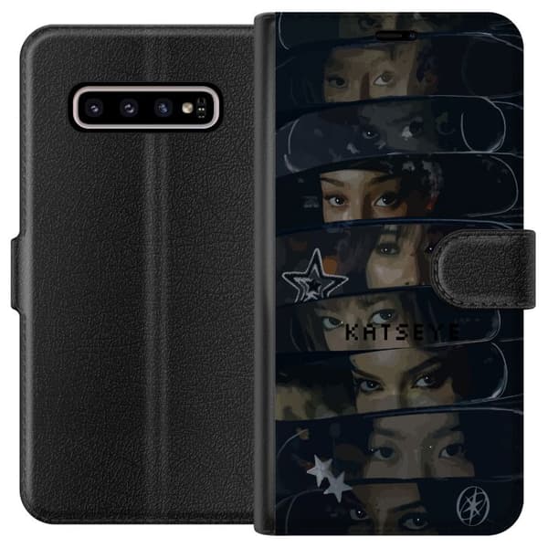 Kompatibelt Plånboksfodral till Samsung Galaxy S10+ KATSEYE svart