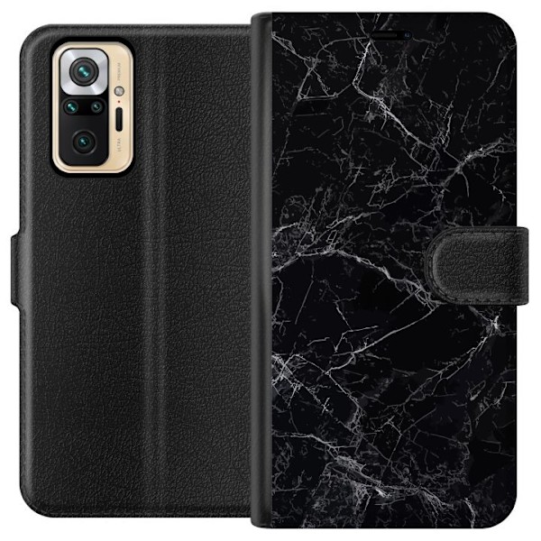 Kompatibel Tegnebogsetui til Xiaomi Redmi Note 10 Pro Marmor Sort