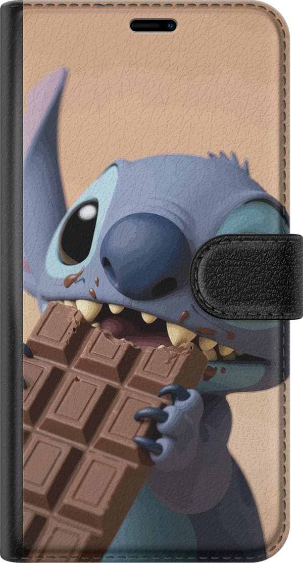 Kompatibel Tegnebogsetui til Samsung Galaxy A13 Sødt blåt rumvæsen, der spiser en stor chokoladebar blå