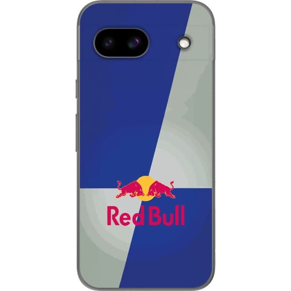 Kompatibelt Mobildeksel til Google Pixel 8a Minimalistisk Red Bull-logo med blå og grå bakgrunn blå