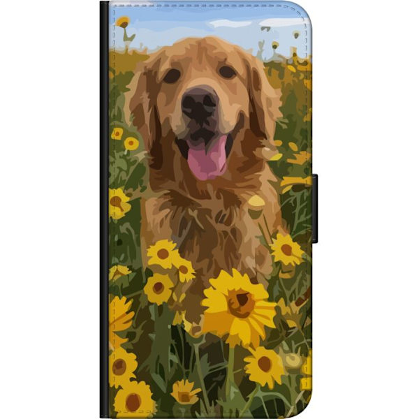 Samsung Galaxy Note20 Tegnebogsetui Golden Retriever Solrosmark Hundemotiv Natur Sommer Design Populær Hunderace Familiefavorit